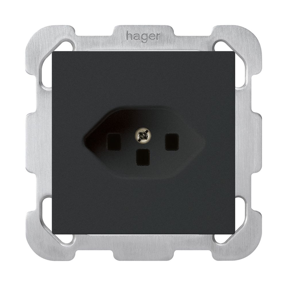 Prise ENC kallysto T23 noir avec bornes enfichables avec plaque de fixation