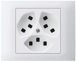 EB-Steckdose kallysto 3×T23 Bauart T mit EB-Dose G3 Abdeckrahmen steckbar weiss