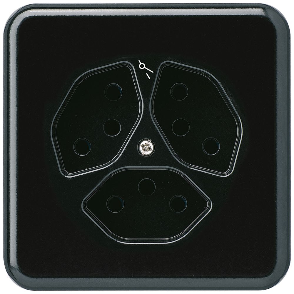 UP-Steckdose basico 3×Typ 13S schwarz für BOMI