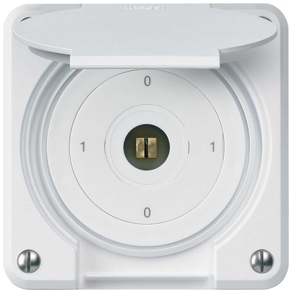 UP-Steckschlüsselschalter robusto IP55 mit Klappdeckel S0/1P weiss Kombi 4-kant
