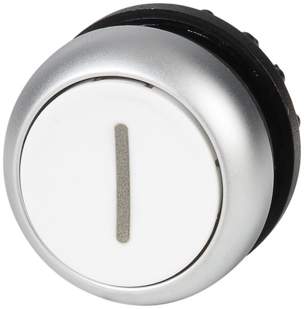 Drucktaste ETN RMQ flach I weiss, rastend, Ring verchromt