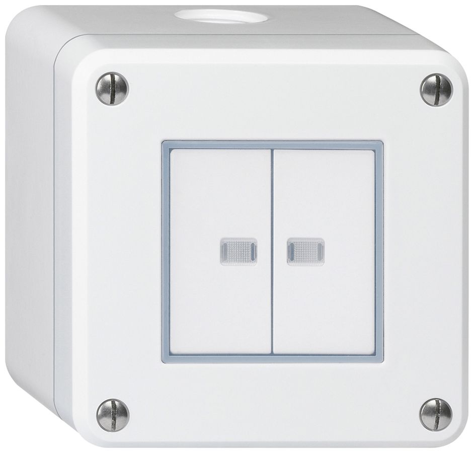 AP-Drucktaster robusto IP55 2×1P weiss 2×beleuchtet