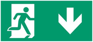 Pannello con pittogramma Lumatec A8 200.30/1, 300×150mm freccia verso basso