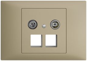 EB-Multimediadose 4dB EDIZIOdue BKE, Stichdose, f.2×RJ45 Keystone, sand