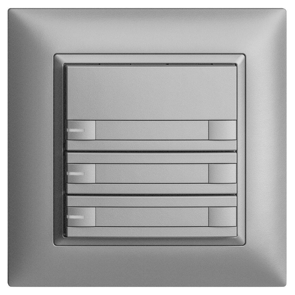 UP-KNX-Taster RGB EDUE FMI, 250mW, m.RGB-LED, m.Papier., 3×Taste, 2×Tastenb., si