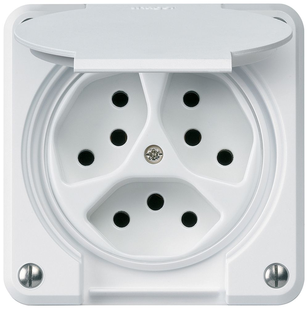 UP-Steckdose robusto 3×Typ 13 weiss für Kombination