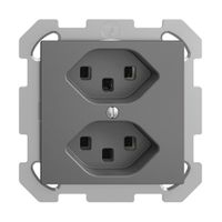 UP-Steckdose 2×T23 16A EDIZIOdue dunkelgrau, mit Steckklemmen