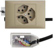 EB-Steckdose 3×T23 16A sand 53mm L3 EDIZIOdue für Technofil