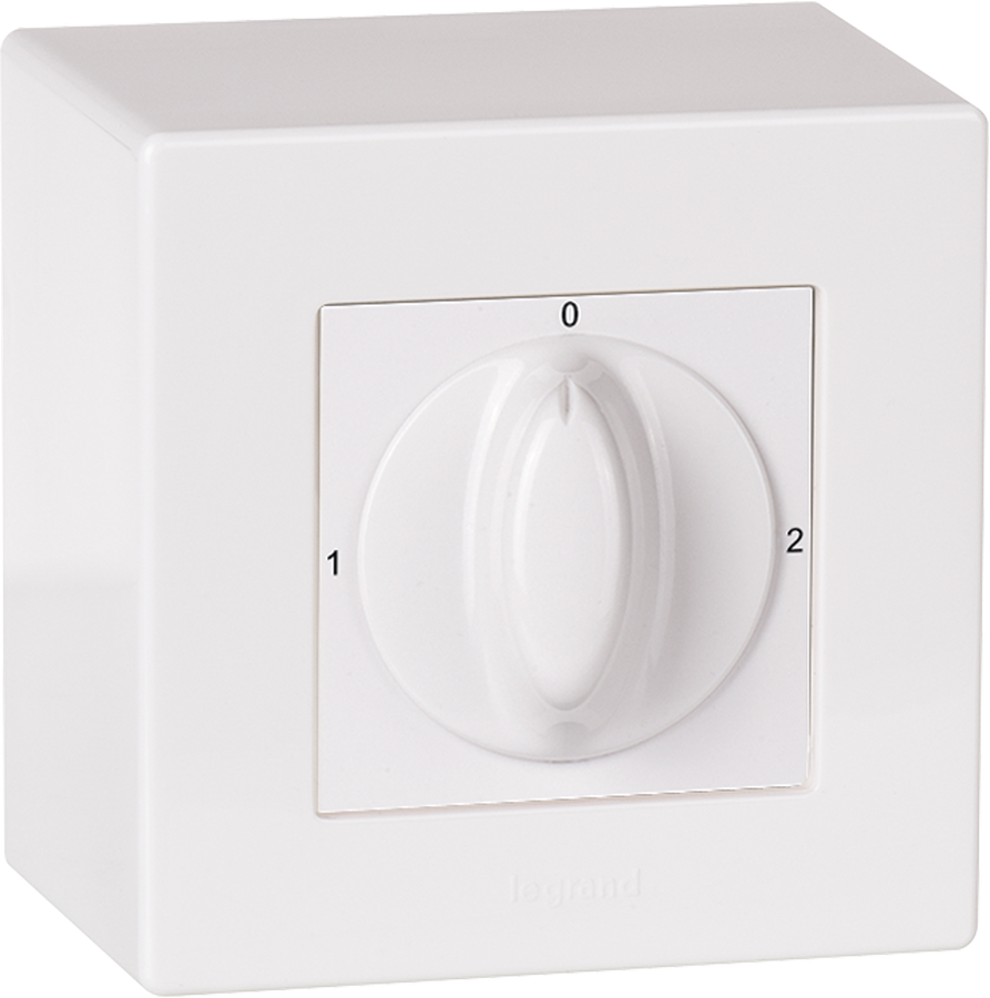 Interrupteur rotatif AP ATO 2/2L I-0-II blanc