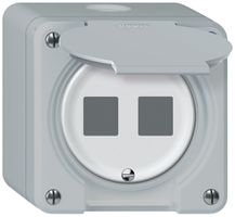 Kit di montaggio AP robusto diritto per 2 prese 86×86mm grigio