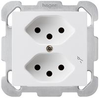 UP-Steckdose kallysto 2×T13/1 weiss mit Befestigungsplatte