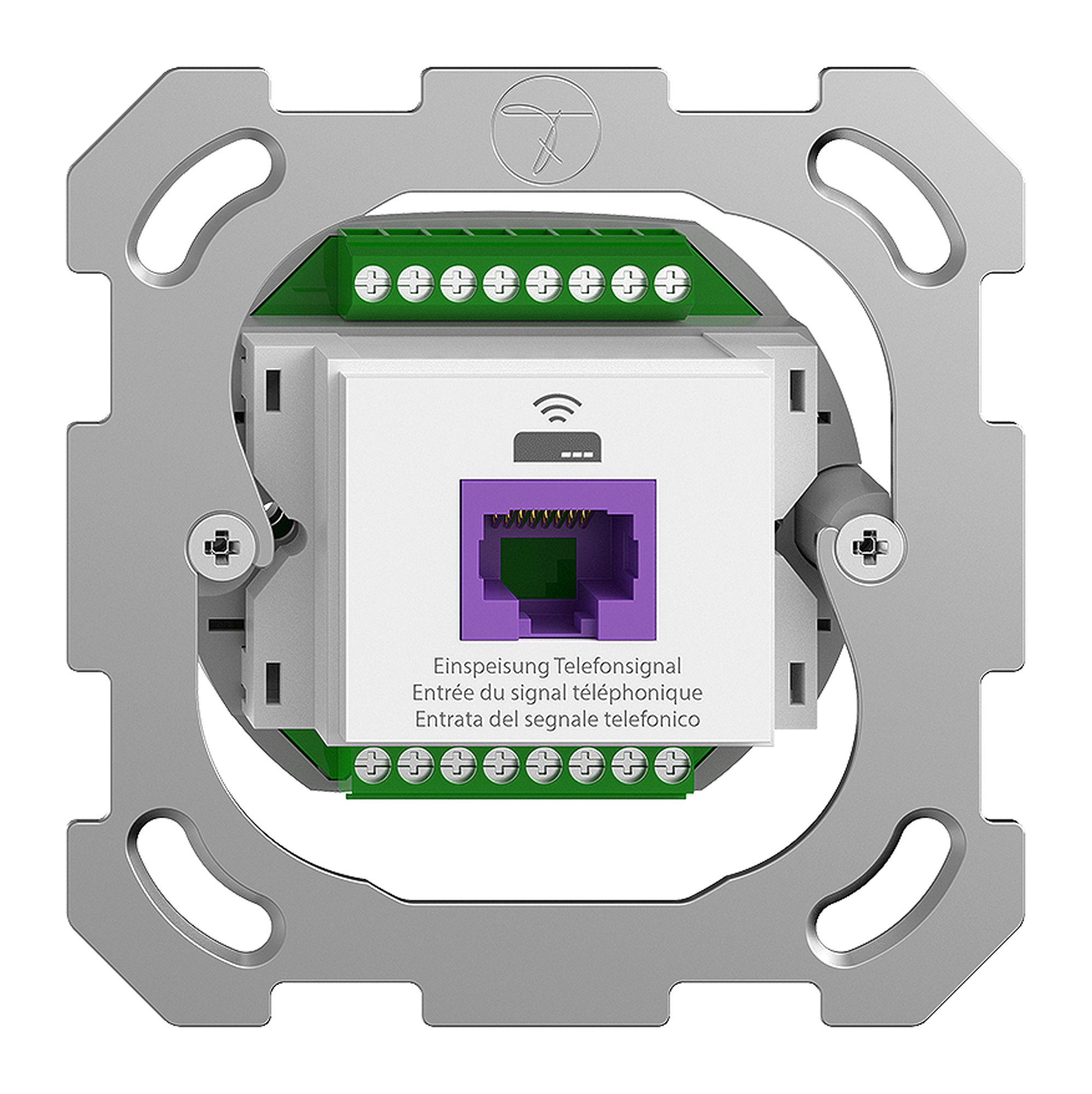Rückführungsdose Feller BSM 1×RJ45 f.Swisscom VoIP, 8 polig, UTP, weiss