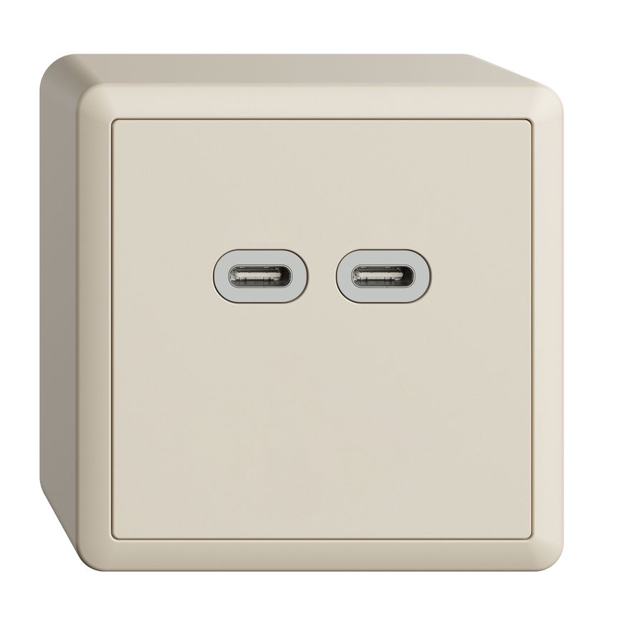 Prise AP USB 18W 2×type C Feller EDIZIOdue FX54 230V 3600mA crema