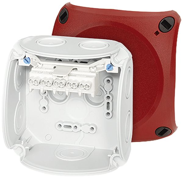 AP-Abzweigdose Hensel DK 0402 Klemme 5×2.5mm², grau Deckel rot