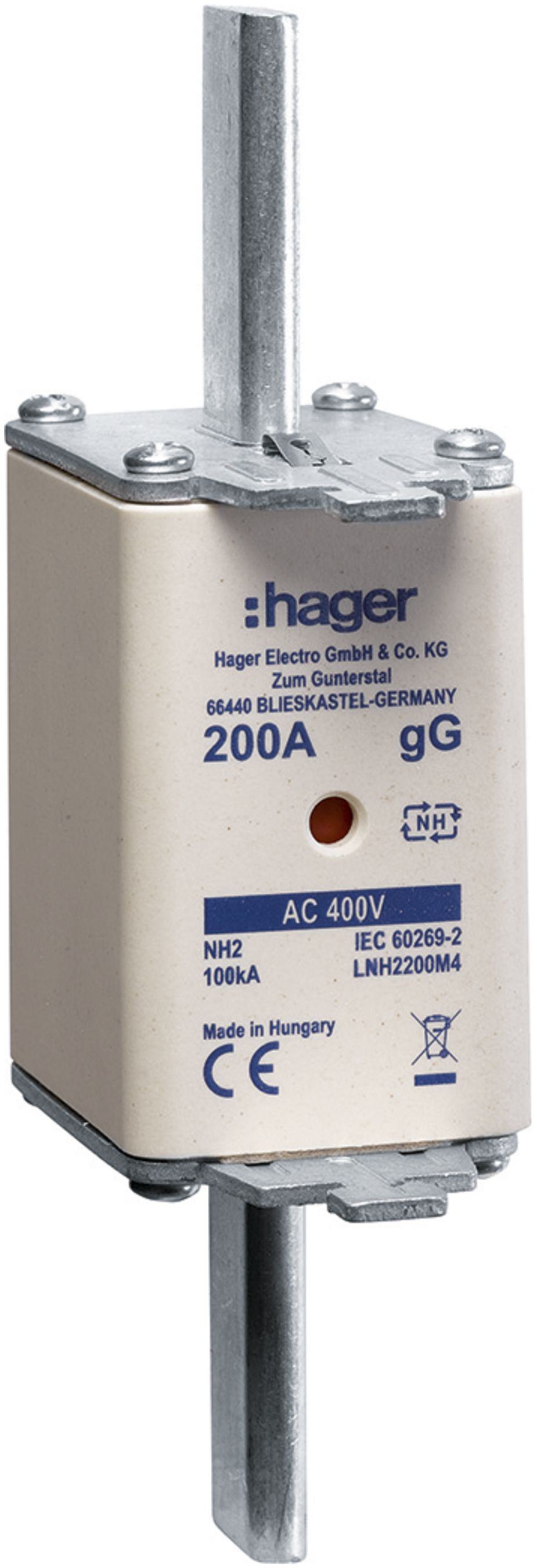 Fusible HPC Hager DIN2 400VAC 315A gG/gL avertisseur double antirouille
