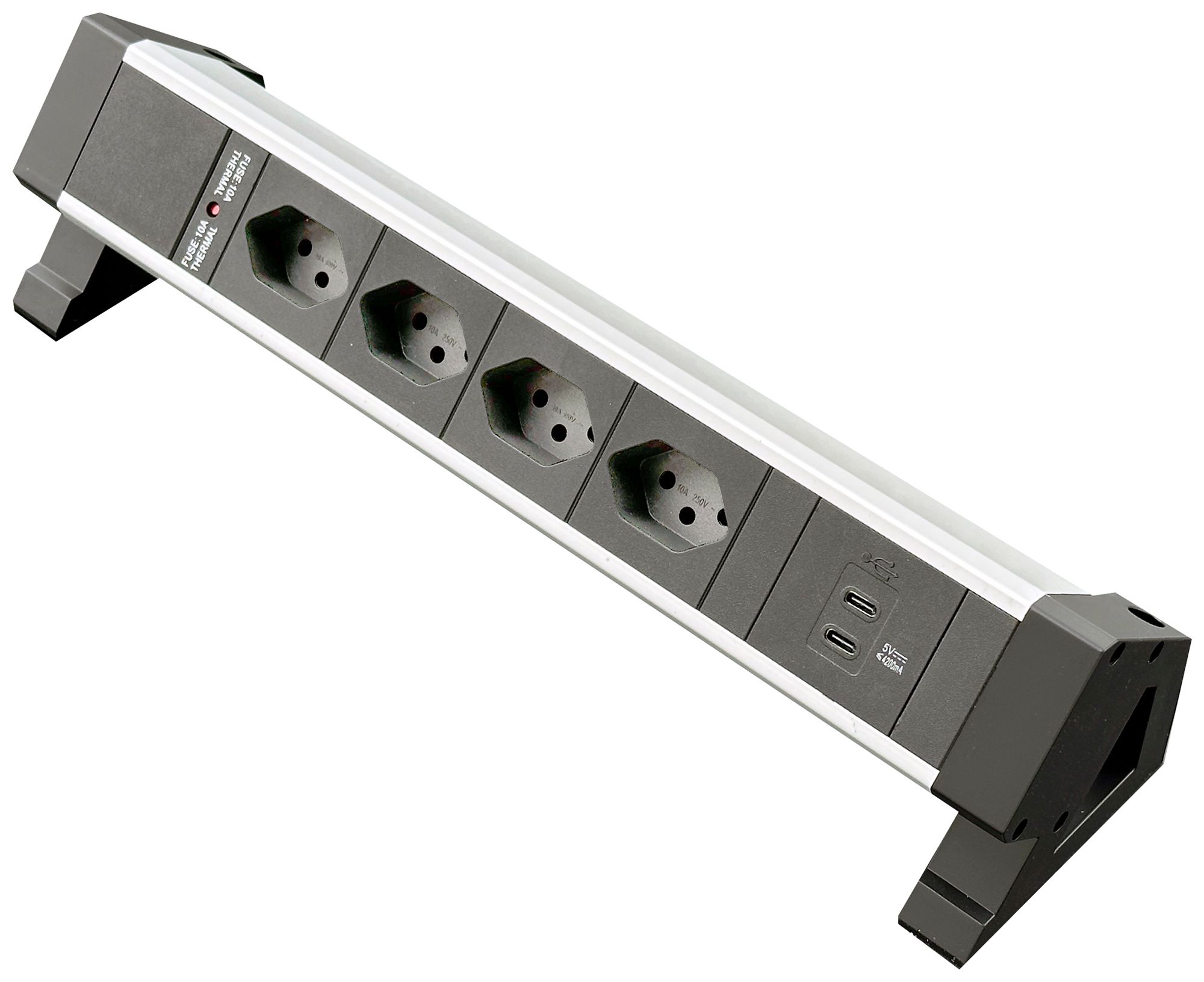 Prise multiple de table Desk-Mountain 4×T13/2×USB-C 3m T12 F=10A