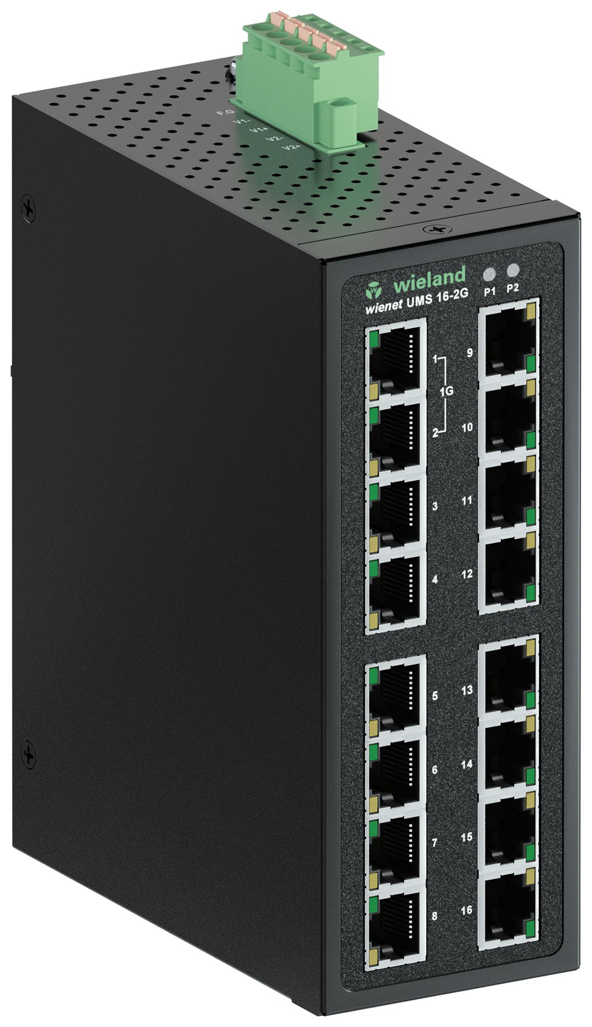 Switch wienet UMS 16-2G, 14-Port Fast Ethernet+2-Port GbE, unmanaged, IP30