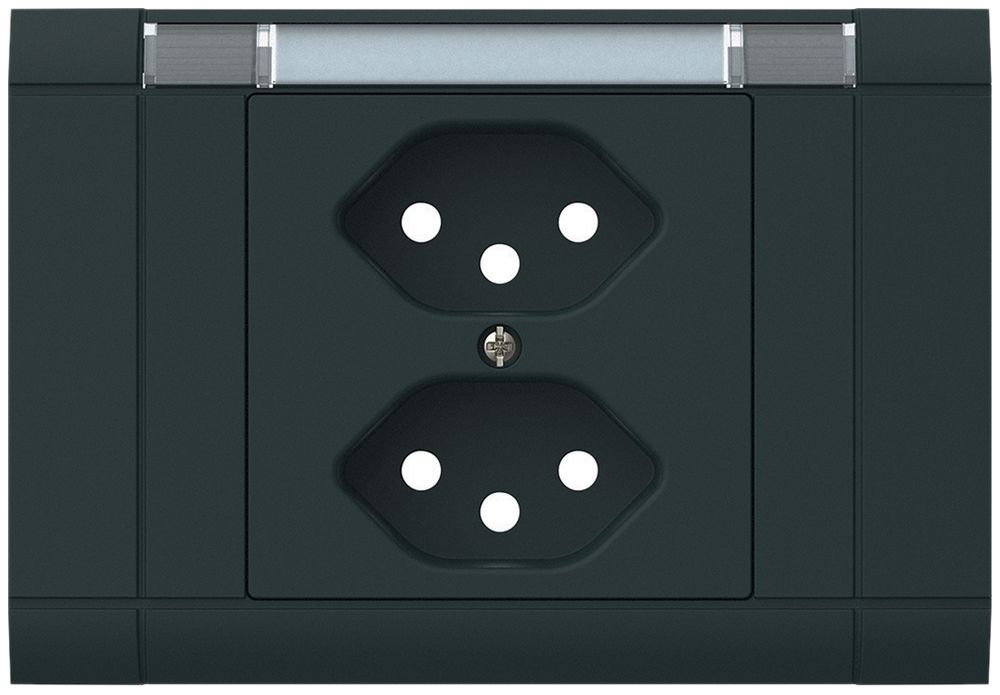 EB-Frontset kallysto, für EB-Steckdose 2×Typ 13, mit Bezeichnungsträger, schwarz