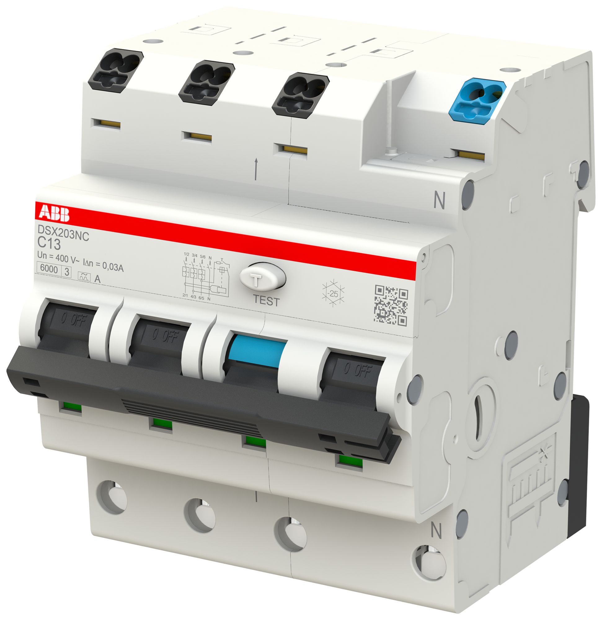 Disjoncteur différentiel ABB FlexLine 3LN 400V C 13A 0.03A type A 6kA 4UM