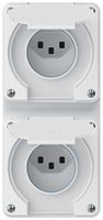 UP-Kombination robusto 2×1, 2×Steckdose T23 IP55 weiss