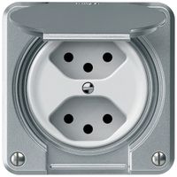 Steckdose FI robusto 1×T23 30mA 16A 250V 86×86mm IP21 Aluminium