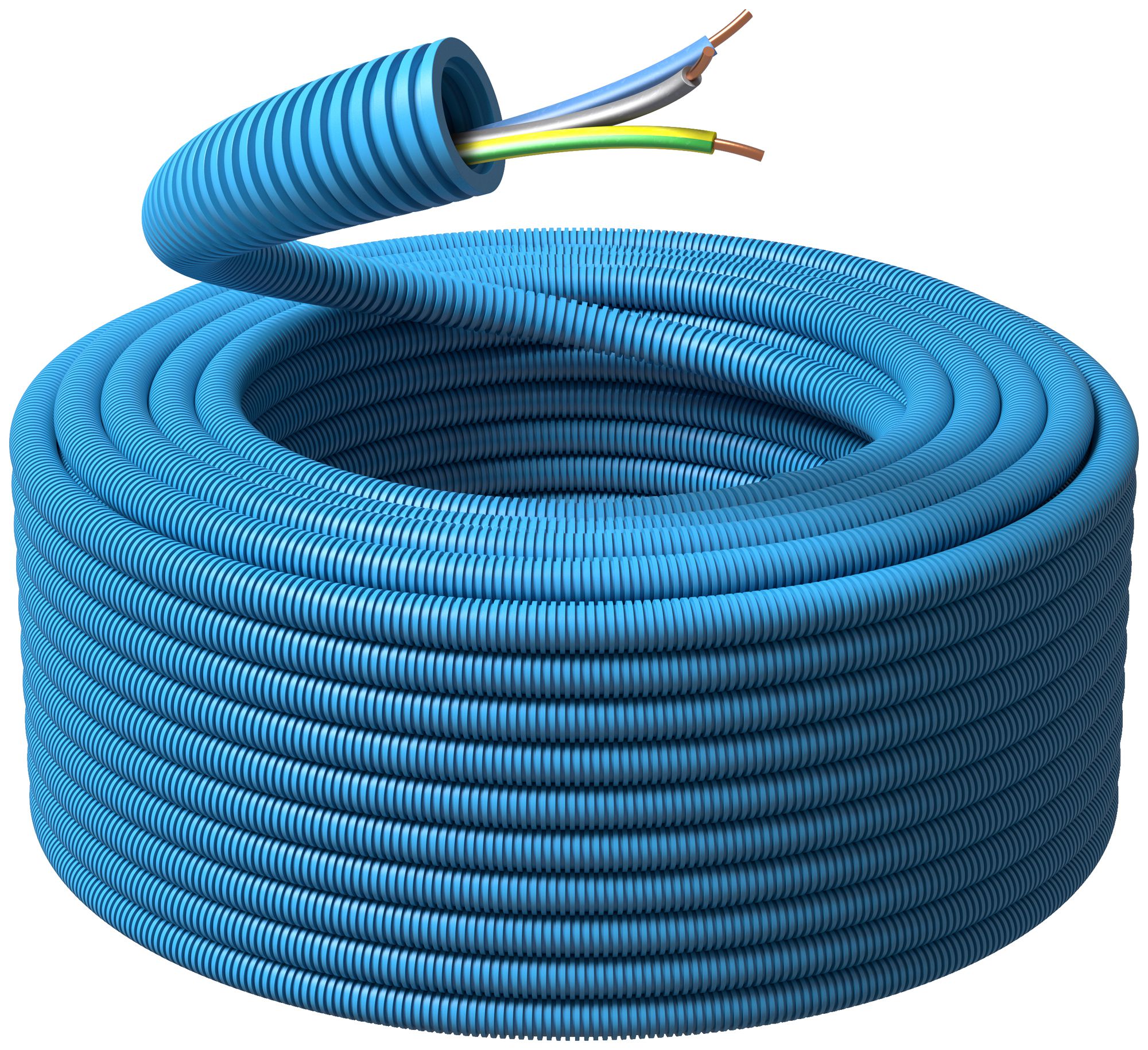 Tube d'installation précâblé KRFWG PM M20 bleu H07Z1-U 3×1.5mm² bl/gr/vt-jn