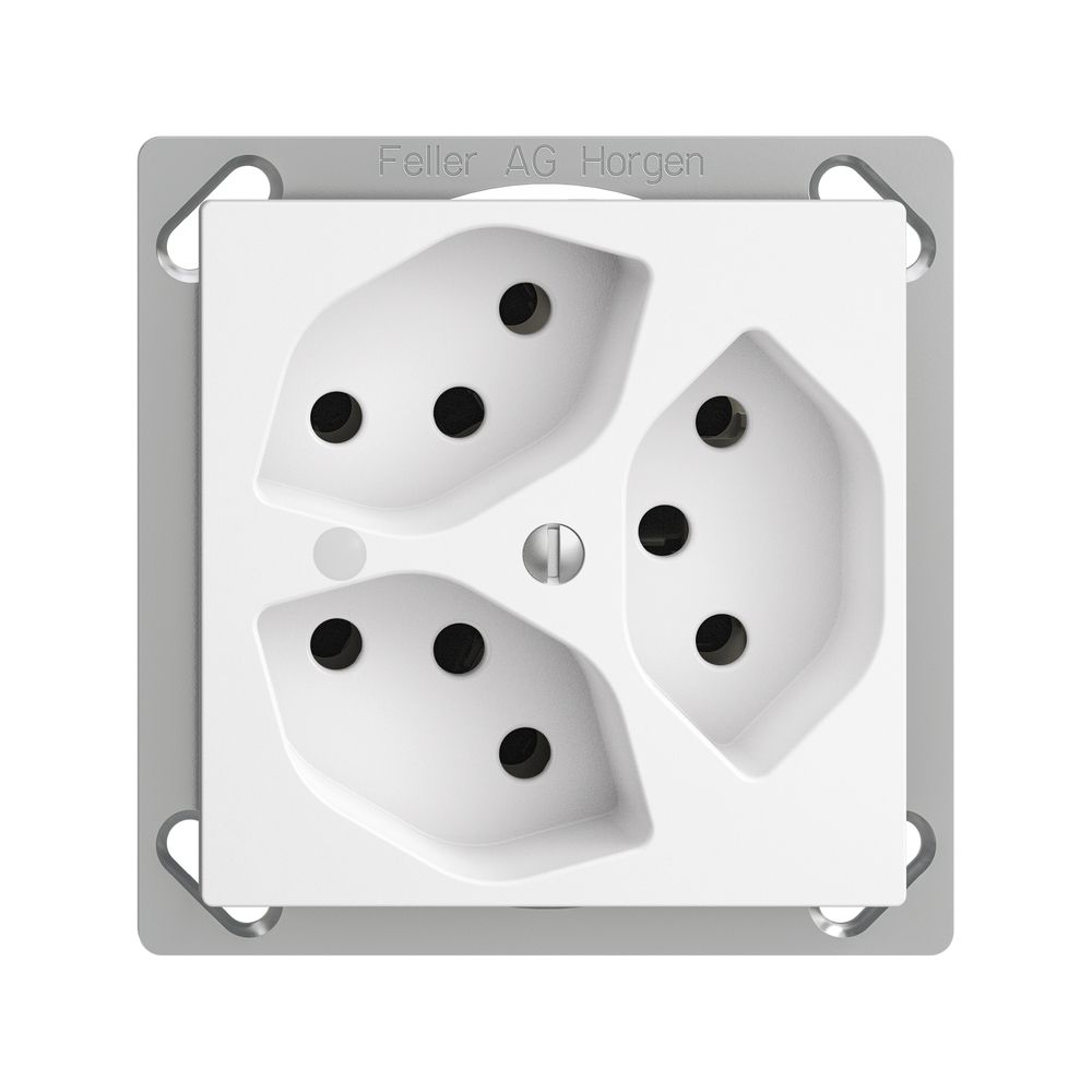 Prise INC EDIZIOdue 3×T13 blanc, avec LED vert