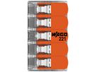Verbindungsklemme WAGO 221 5×0.5…6mm² Hebel 32A 450V orange transparent