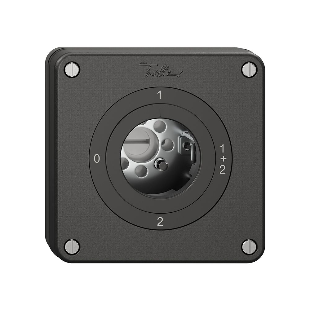 Interruttore rotativo NUPU NEVO, 1/1 L, senza cilindro, KS, 0-1-1+2-2, nero