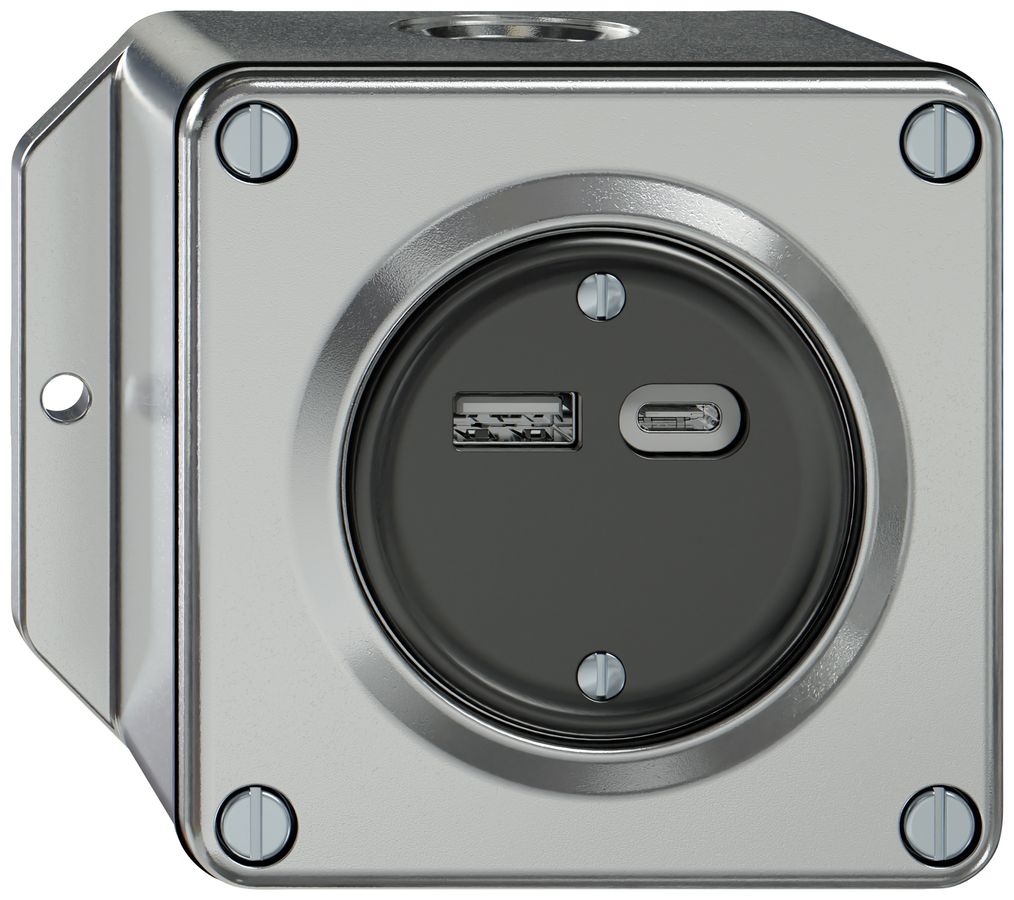 AP-USB-Ladesteckdose ELEMENT 1×USB-A 1×USB-C 3600mA aluminium