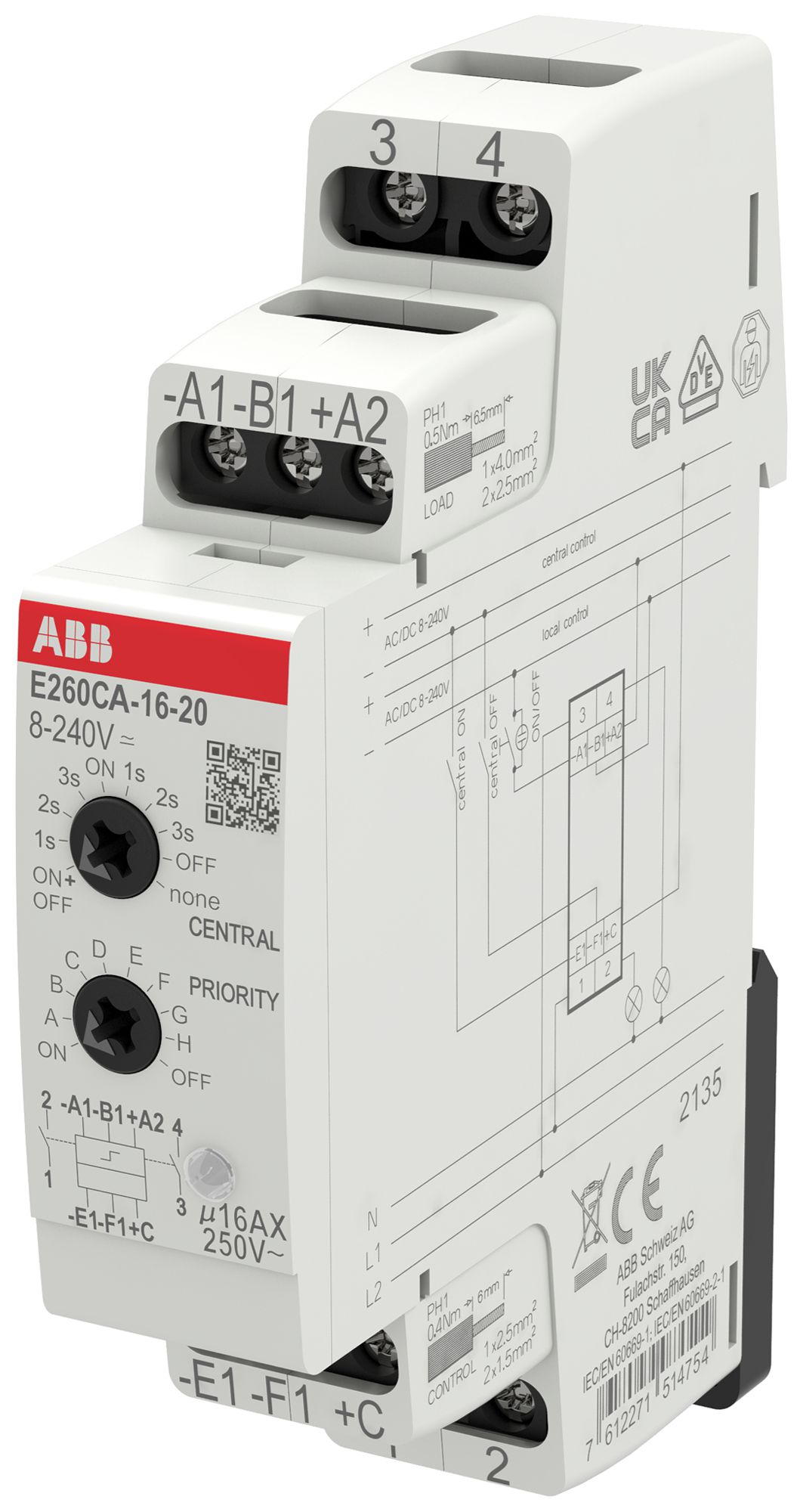 Schrittschalter ABB E260CA-16-20 1TE 8…240VUC/16A 4000W 2S