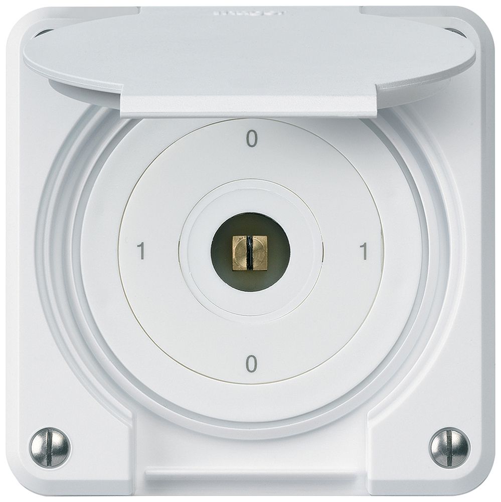 Interruttore a chiave quadrata INC robusto IP55 con coperchio S0/2P bianco
