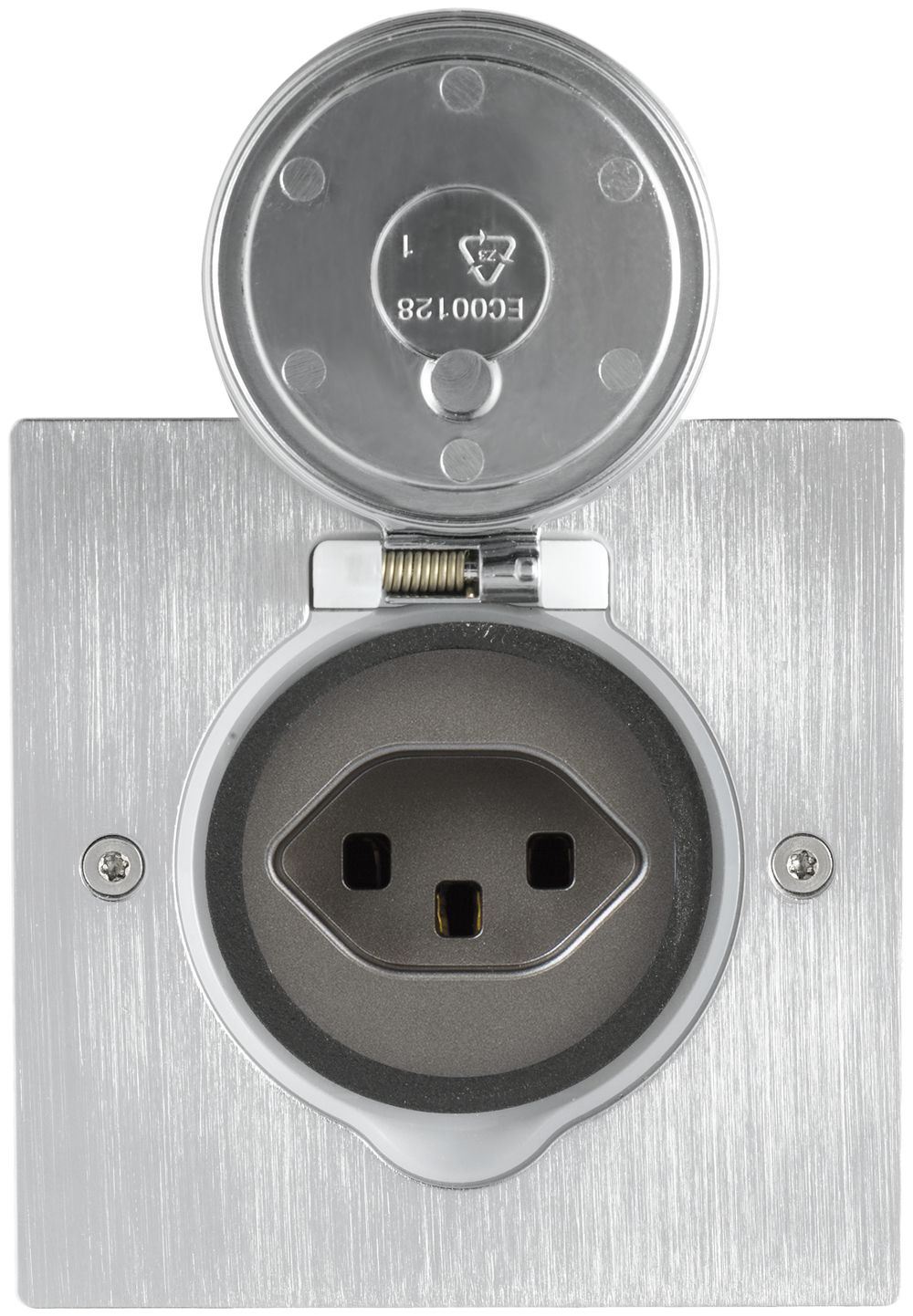 Bodensteckdose Platinum eckig 1×Typ 23, Edelstahl gebürstet