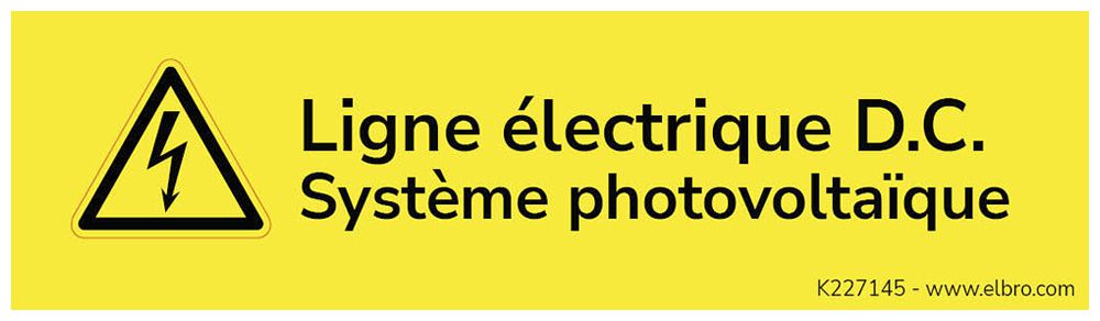 Warnaufkleber ELBRO Ligne électrique Système photovoltaïque 90×25mm gelb