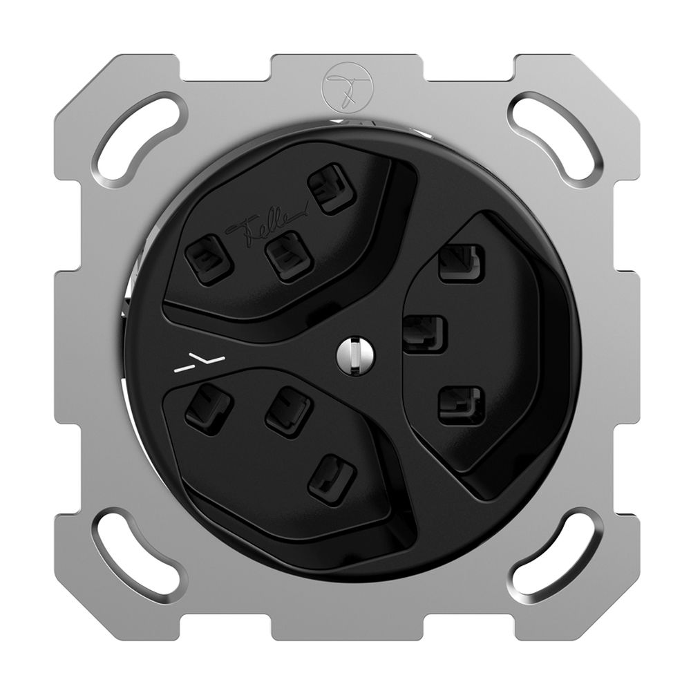 UP-Steckdose 3×T23 Feller STANDARDdue QM, 1×getrennt, Steckklemmen, schwarz