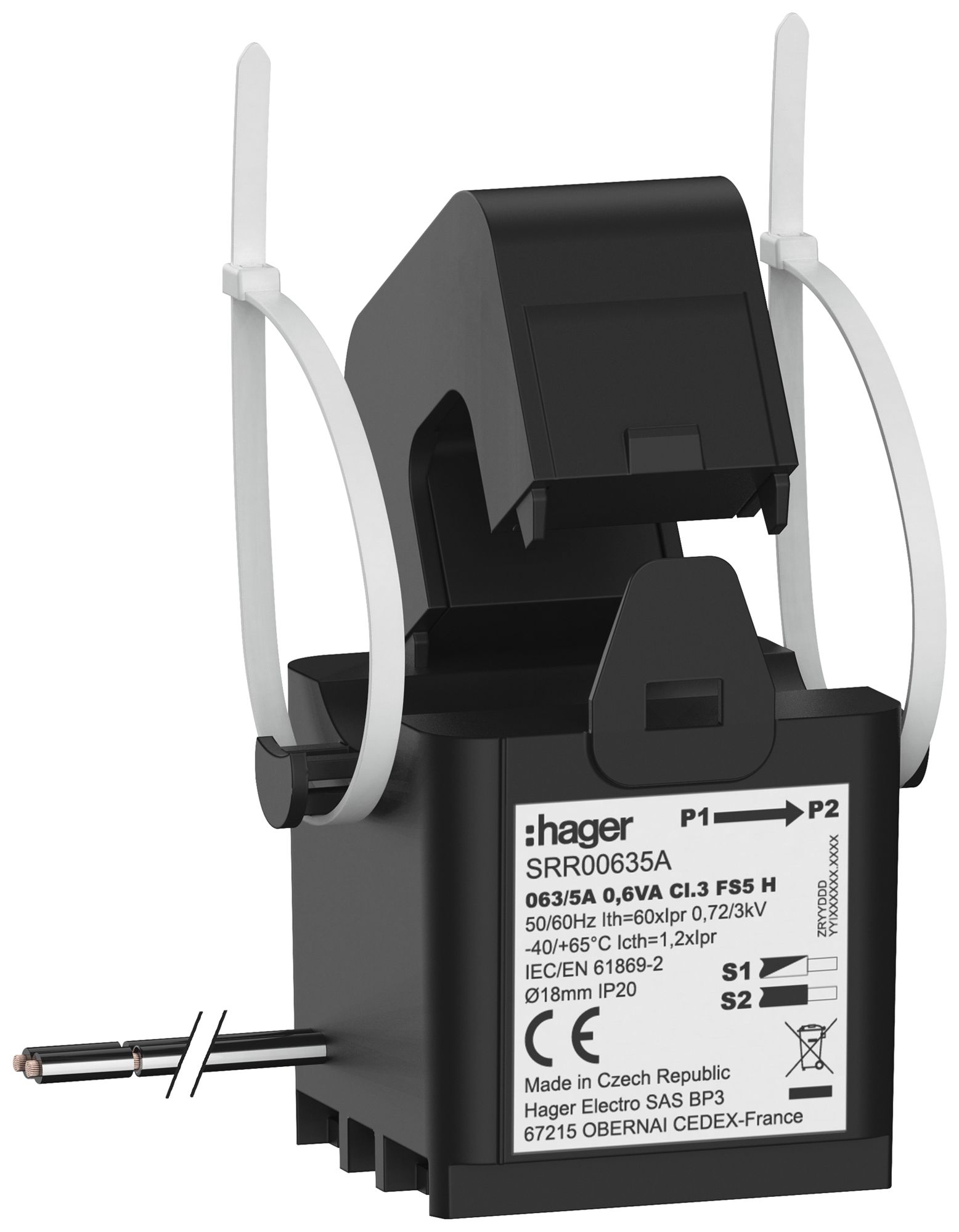 Stromwandler Hager SRR00635A SC1 63A/5A Klasse 3