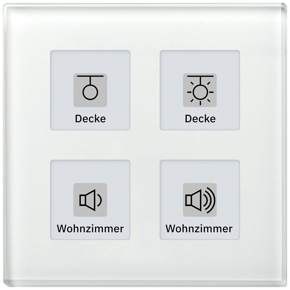 UP-Taster KNX MDT BE-GT04W.01 4T/4B LED Glas weiss