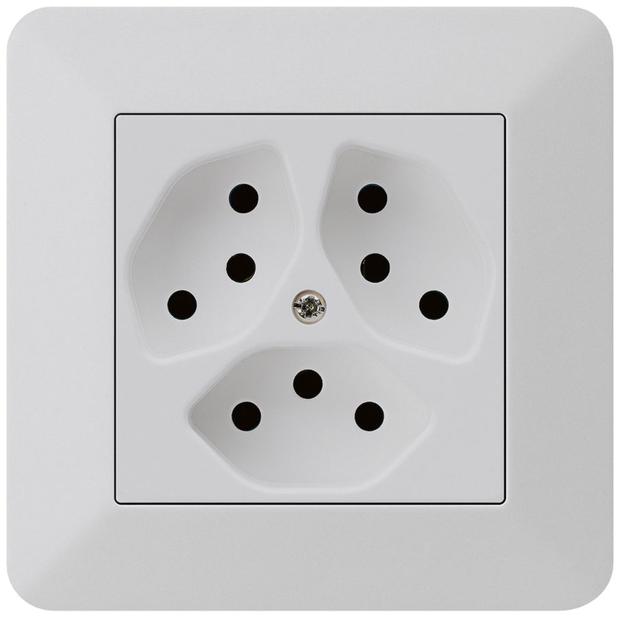 UP-Steckdose kallysto.trend 3×T13 hellgrau mit Kinderschutz