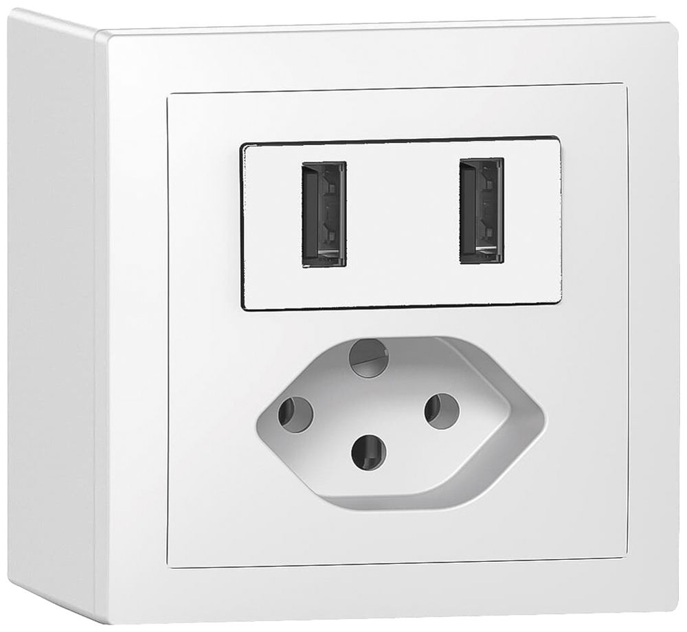 Prise de charge USB+T13 AP SIDUS 240V max.2400mA blanc