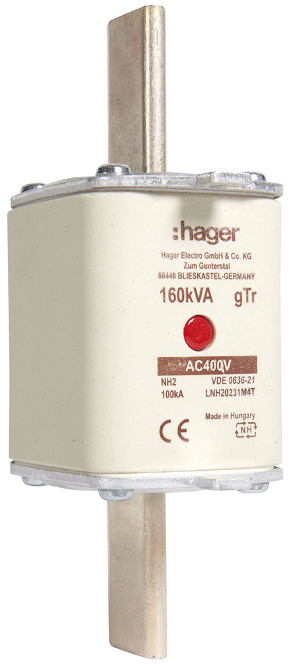 Fusible HPC Hager NH2 400VAC 231A 160kVA gTr avertisseur central inoxydable
