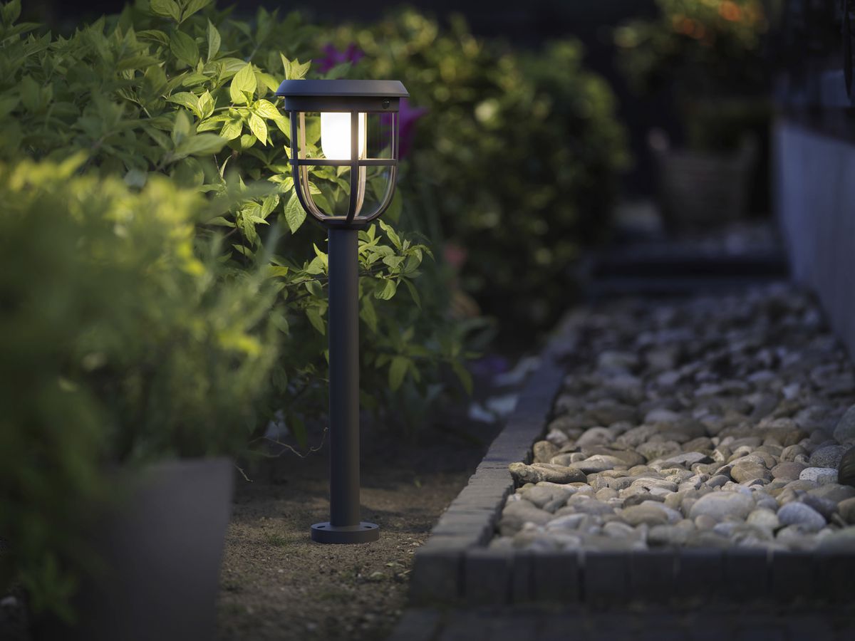 Borne lumineuse LED Philips Radii Solar IR 1.3W 250lm 830 IP44 Ø175×600mm noir