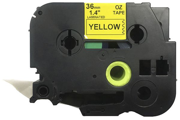 Cassette ruban compatible avec OZE-661, 36mm×8m, jaune/noir