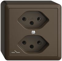 AP-Steckdose 2×T13 1×S EDIZIOdue coffee mit Shutter