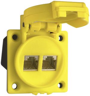 EB-Dose 2×RJ45 IP67 mit Deckel IDC, Kat. 6a, geschirmt, gelb