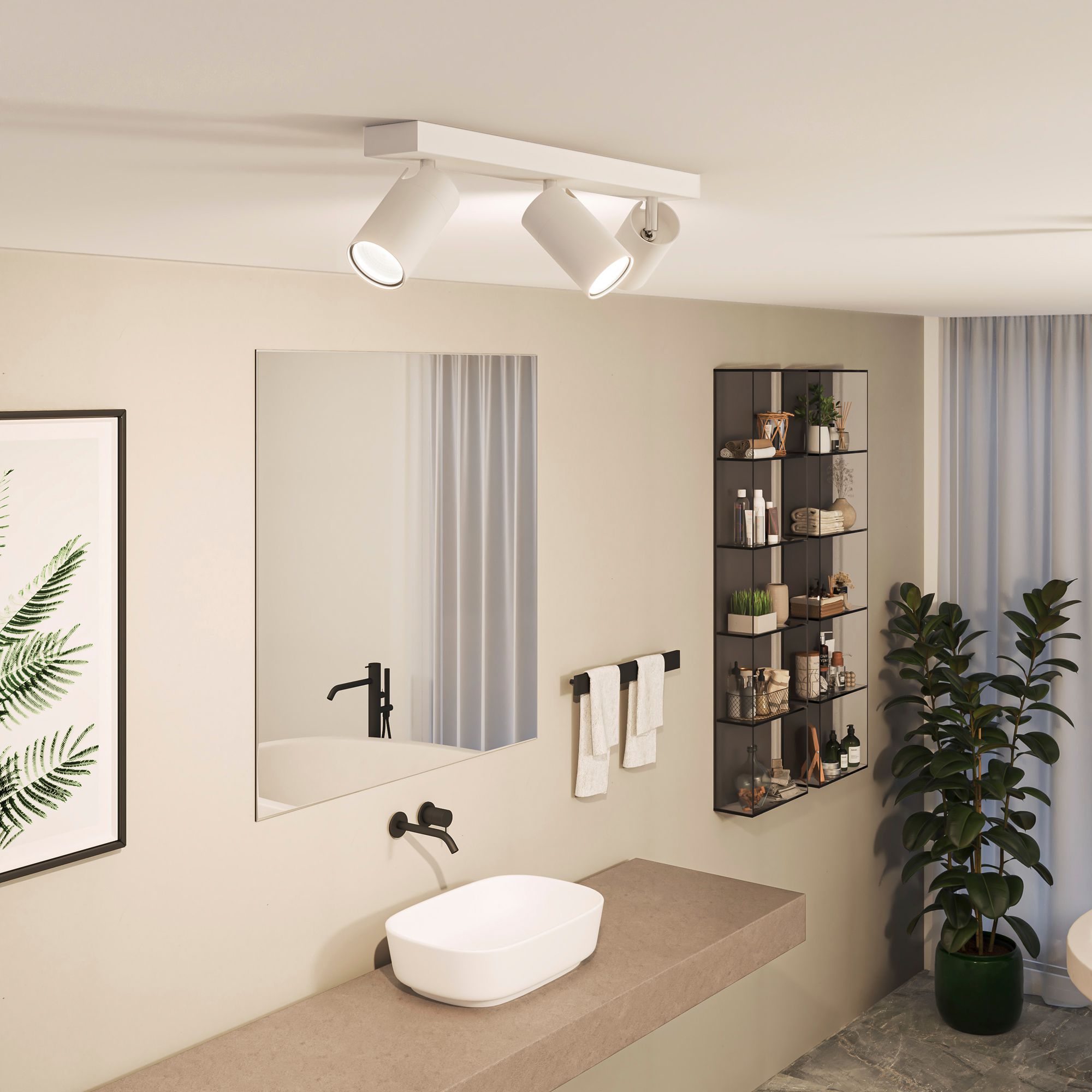 Spot Philips Idris GU10 3×5W IP44 442×119mm bianco