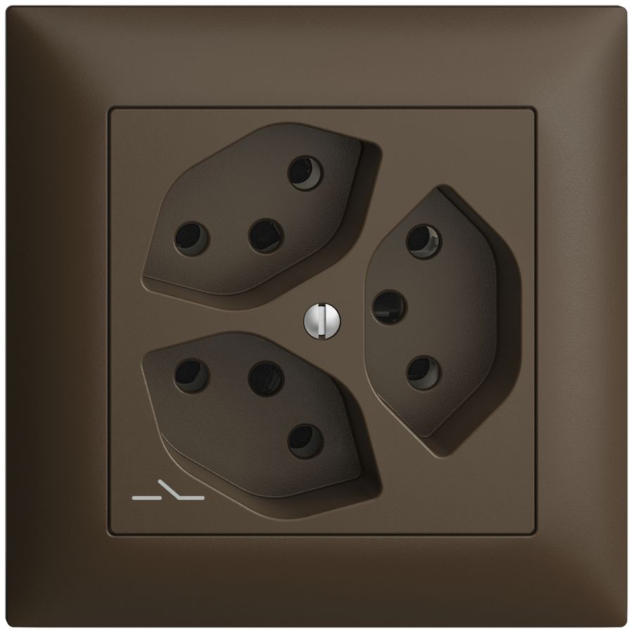 UP-Steckdose EDIZIOdue 3×T13 1×S coffee