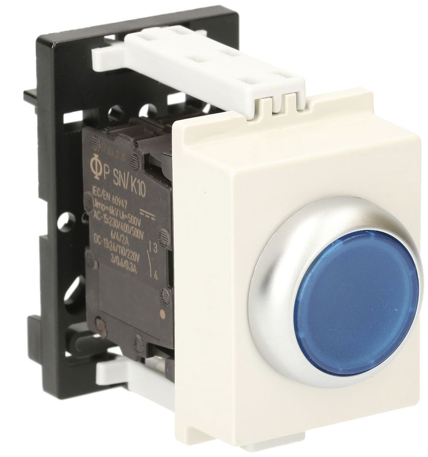 REG-Leuchttaster K&N, 24VAC/DC, 1S 6A, 2TE, Kalotte blau