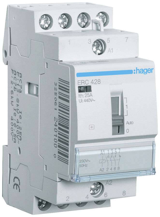REG-Schütz Hager ERC 230VAC 3 Schliesser 1 Öffner 25A 2TE