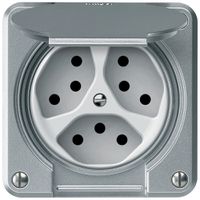 UP-Steckdose robusto 3×T13 10A 250V 86×86mm IP21 Aluminium