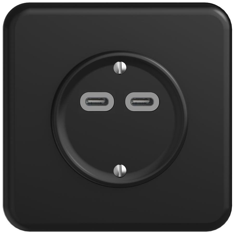 Prise ENC USB 18W 2×type C Feller STANDARDdue QMI 230V 3600mA noir